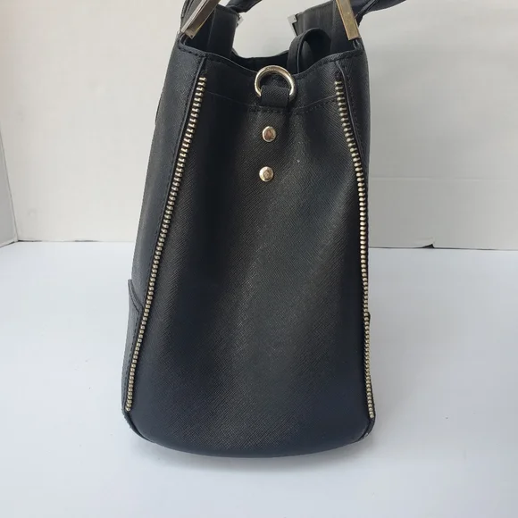 Rebecca Minkoff Leather Regan Bedford Black Gold Amorous Satchel Shoulder Bag - Picture 2 of 12